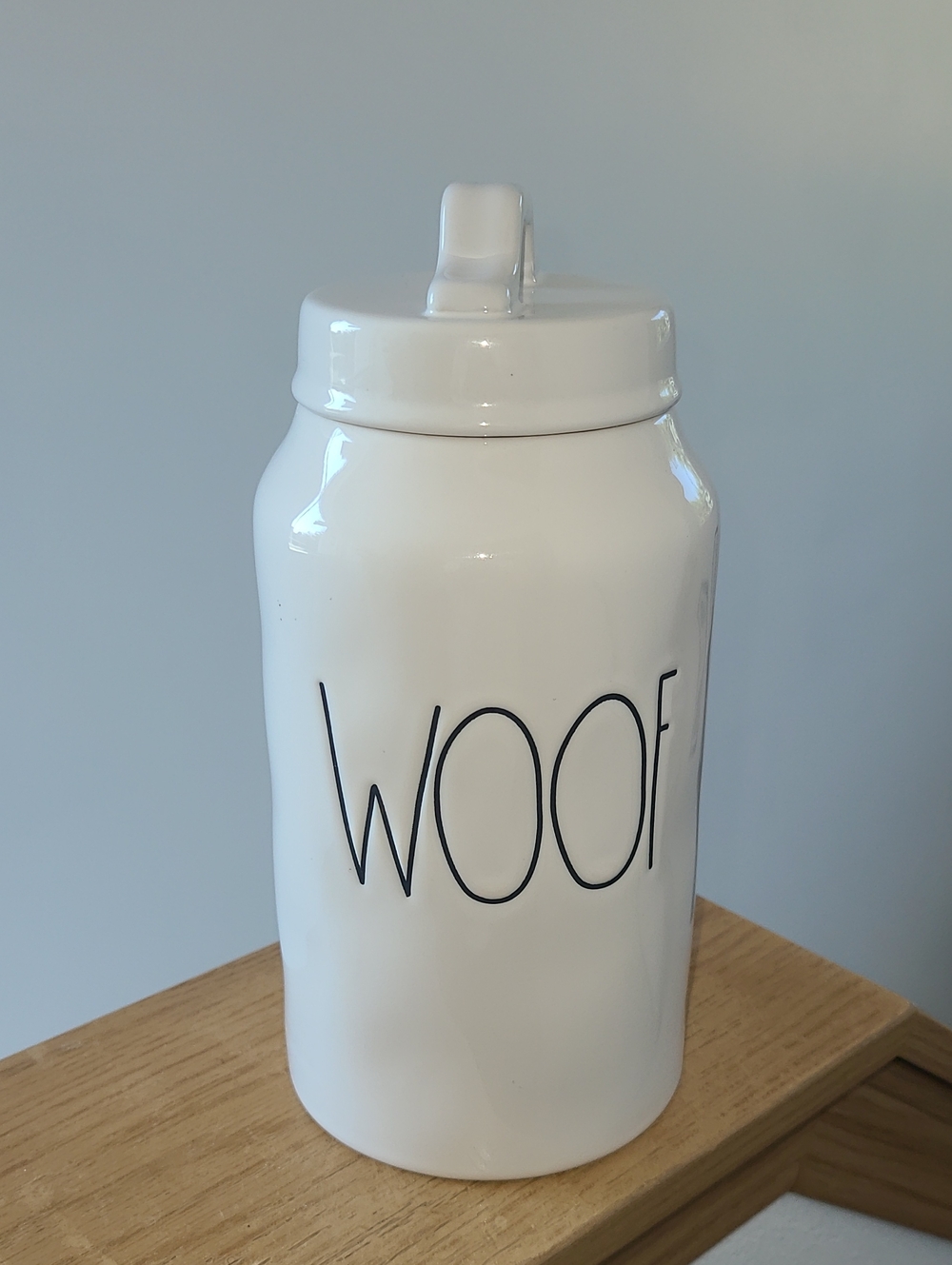 White Ceramic 'WOOF' Pet Treat Jar - White